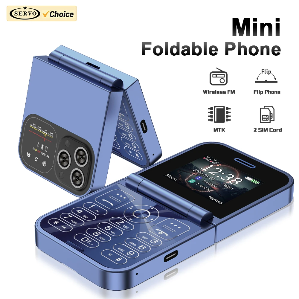 SERVO F15 Mini GSM Flip cellulare 2 SIM Blacklist Magic Voice Auto Call Record Speed Dial MP4 Torch Cute Tiny Fold cellulari