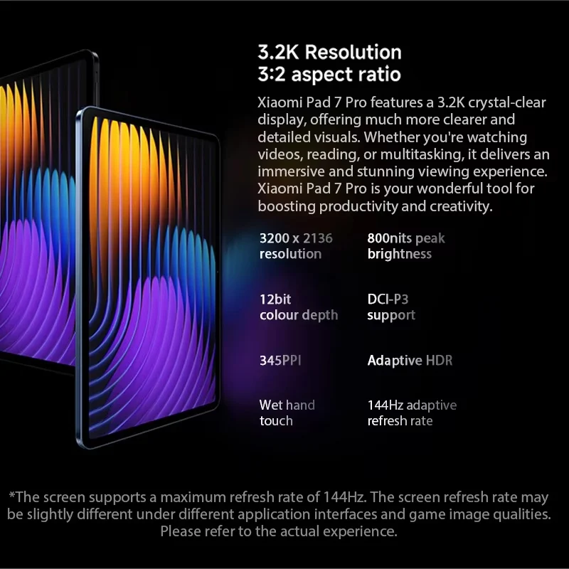 Globale Version Xiaomi Pad 7 Pro Xiaomi HyperAlC 144 Hz Snapdragon 8s Gen 3 Mobile Plattform 8850 mAh Dolby Atmos