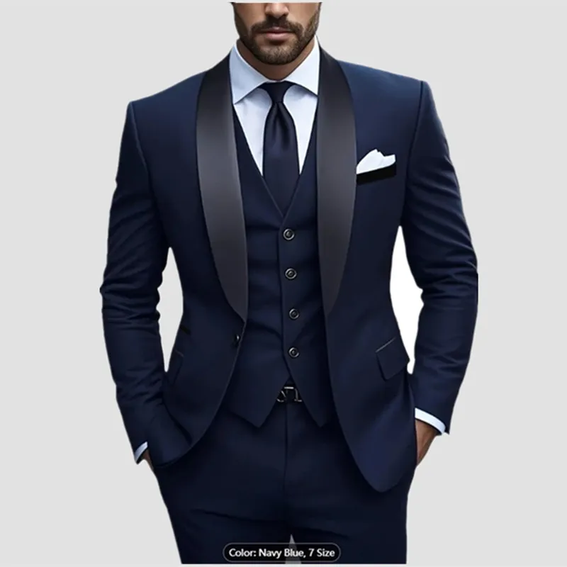 Męski Elegancki Slim Fit Smoking Garnitur na Bal Studniówkowy Garnitur Ślubny dla Pana Młodego Wysokiej Jakości Luksusowy Garnitur dla Drużby na Bankiet Biznesowy Imprezę