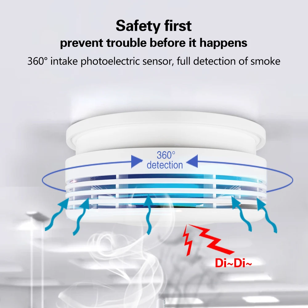 Tuya Smart Wifi Rookmelder Sensor 80DB Alarm Brand Rookmelder Wifi Brandbeveiliging Home Security Alarm Smart Life APP