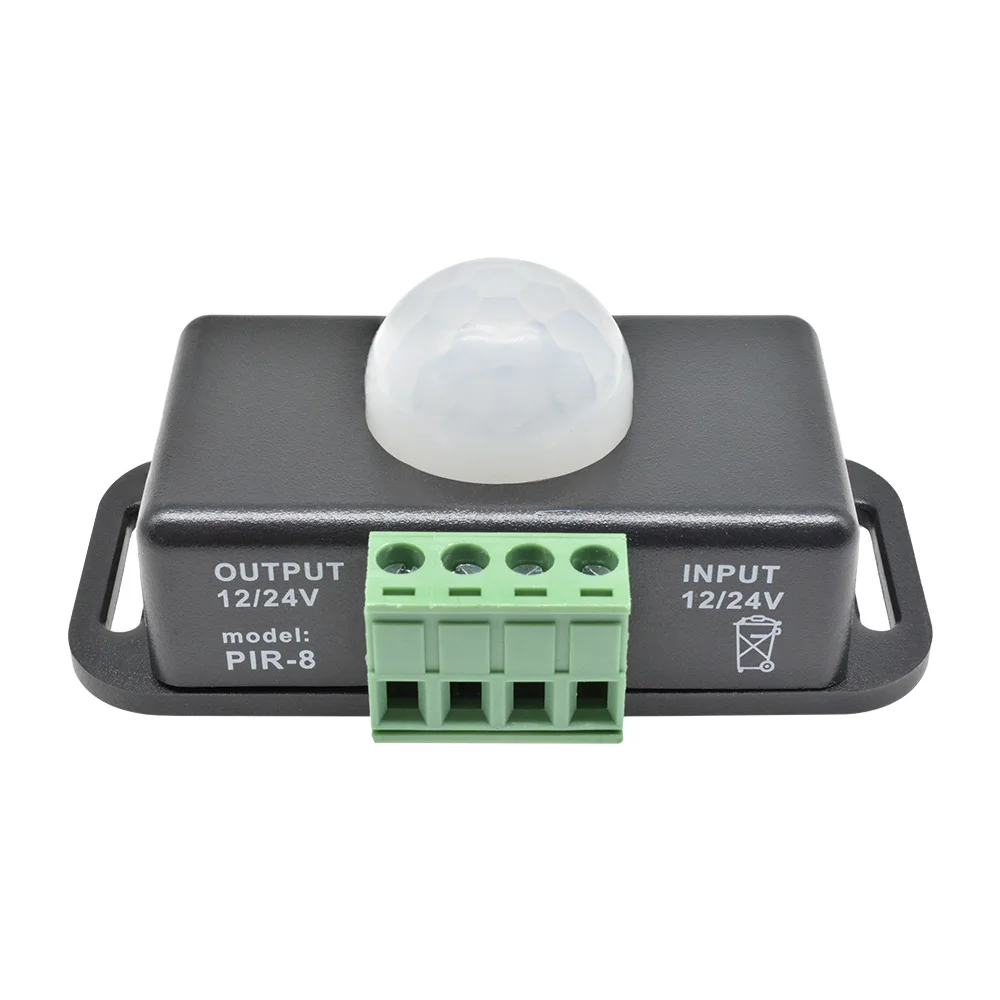 Sensor de movimiento por infrarrojos PIR ajustable DC 12V ~ 24V PIR Sensor de movimiento del cuerpo humano interruptor Detector para tiras LED lámpara de iluminación