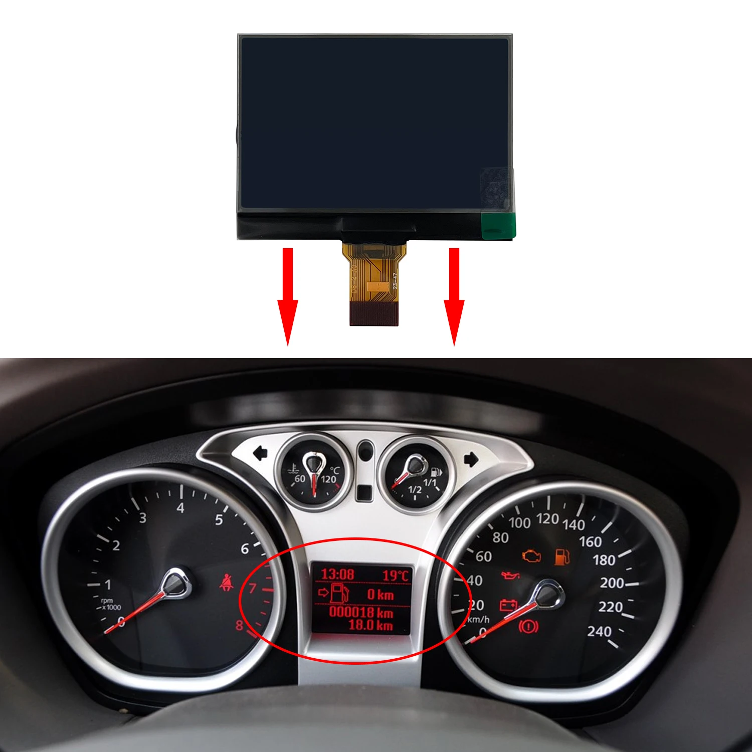 Màn Hình LCD Hiển Thị Cho Xe Ford Focus Kuga Galaxy C-Max Bảng Điều Khiển Nhạc Cụ Cụm Điểm Ảnh Mất Tích Sửa Chữa