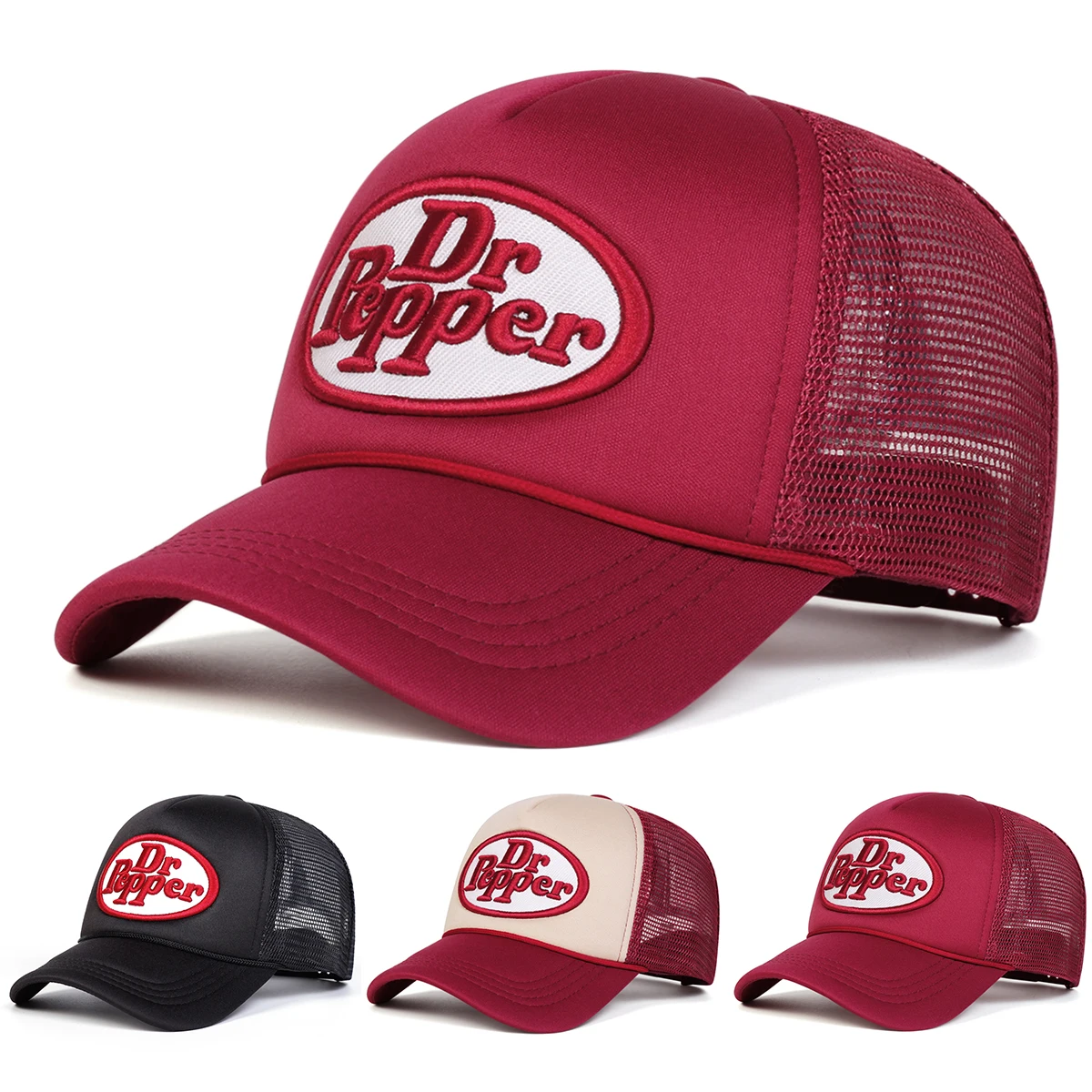 Unisex Dr Prpper Letter Embroidery Baseball Net Caps, Adjustable Casual Hats, Dad Hat, Sunscreen Hats, Spring, Summer, Outdoor