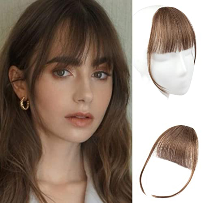 Peluca sintética Natural para la frente, flequillo de aire con flecos falsos, pieza femenina, flequillo al ras de cómic Real, Invisible