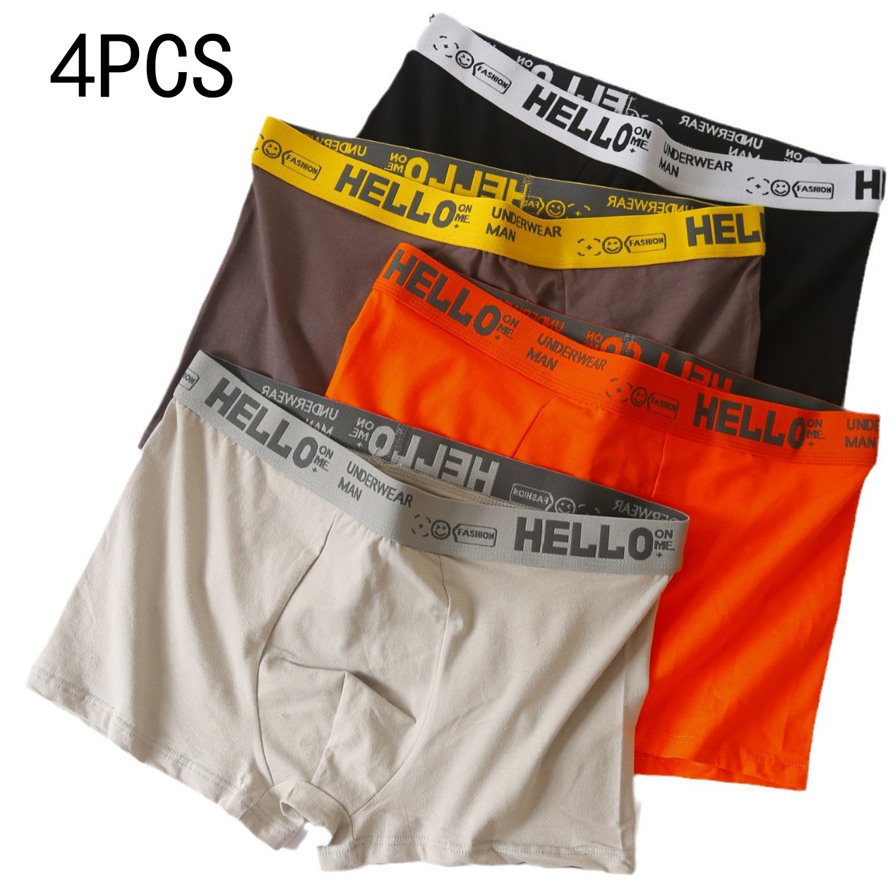 4 pçs roupa interior masculina cor sólida roupa interior antibacteriana meados de cintura solta confortável respirável carta plus size boxers