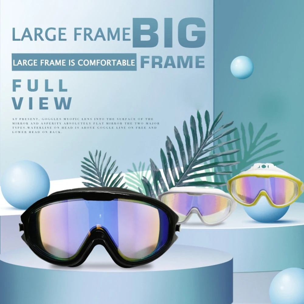 Adult electroplated large frame swimming goggles/anti-fog and anti-ultraviolet/safety optical lenses/swimming accessories