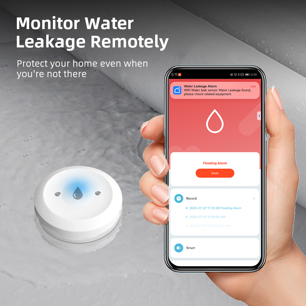 ZigBee-Sensor de agua, Detector de fugas, Tuya, alarma de fuga de agua, Control de vida inteligente, necesita puerta de enlace Zigbee
