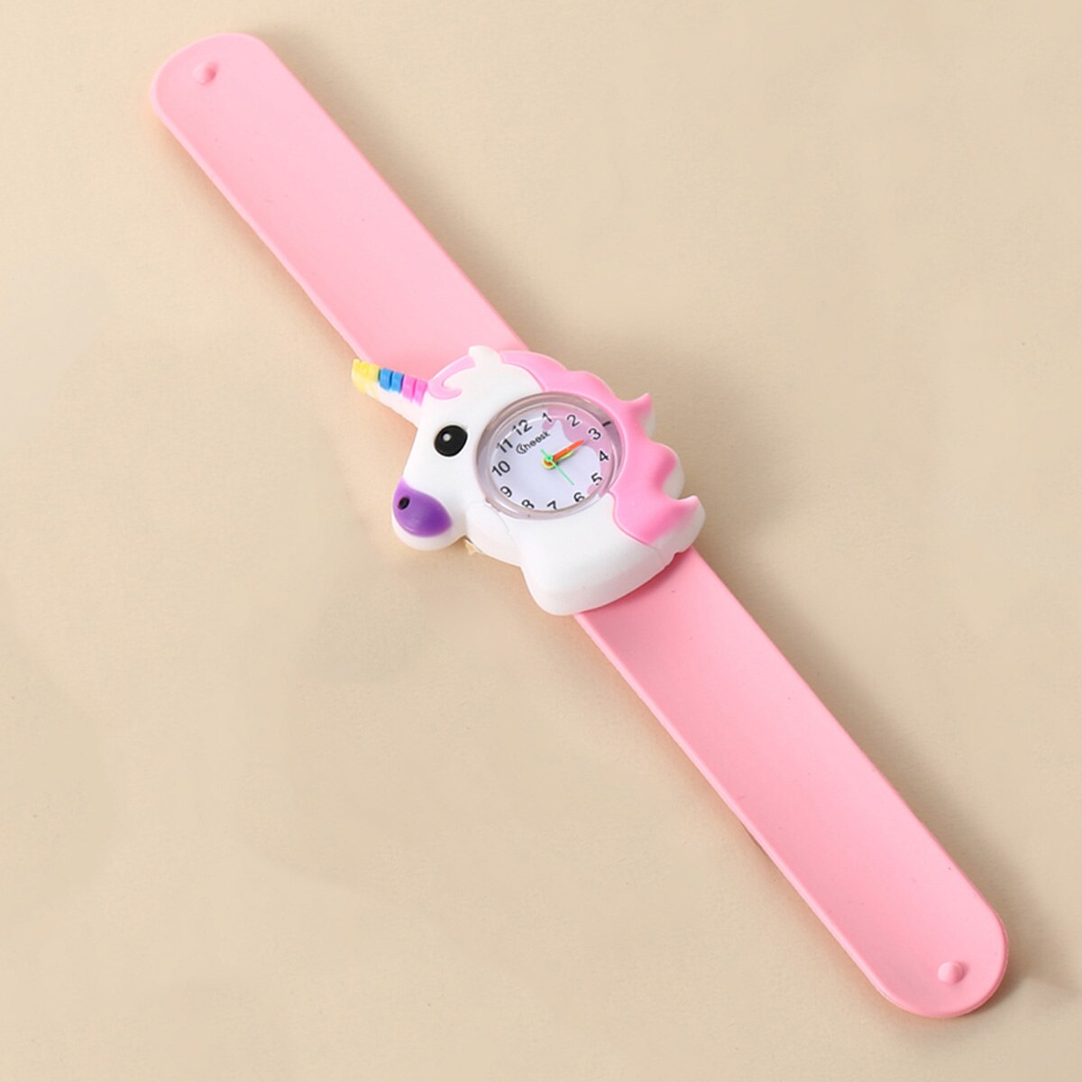 Relógio de cavalo arco-íris infantil Conjunto de jóias, colar, brincos, anel, pulseira, presentes para meninas