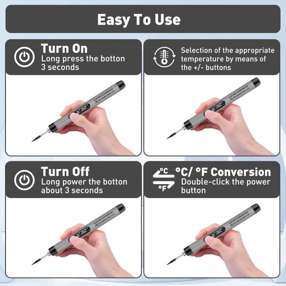 1000mAh USB LED Digital Electric Soldering Iron Kit Mini Cordless Adjustable Temperature 300-450℃ Smart Welding Solder Tool