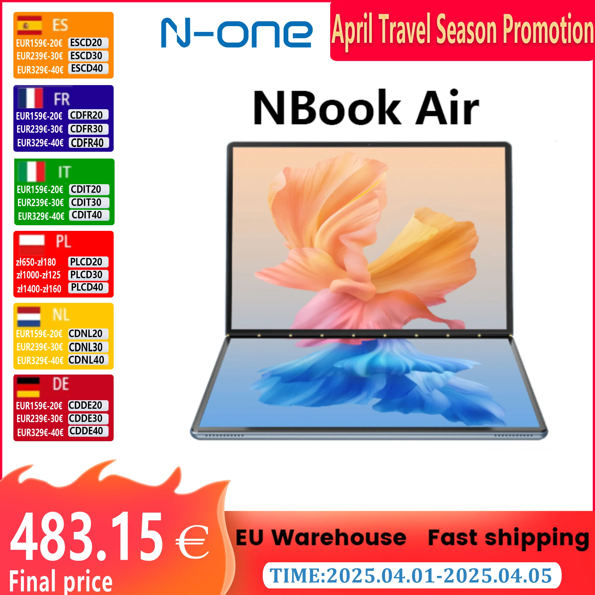 HEIßER VERKAUF N-one NBook Air Windows 11 Intel N100 Dual 13,5 Zoll Dual Touch Screen 2 in 1 Laptop 16 GB + 512 GB Computer
