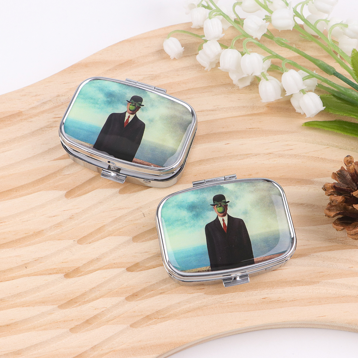 Movie Umbrella Pill Box Divided Metal Square Cartoon Anime Pill Box Travel Portable Medicine Case Small Pill Container Case Box