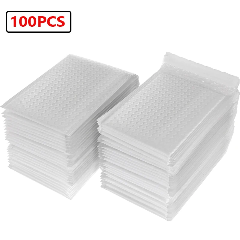 Sacos do envelope da espuma do selo do auto, Mailers da bolha, poli acolchoado, Mailing empacotando, presente do transporte, saco do envelope, branco, 100Pcs, 18x23cm
