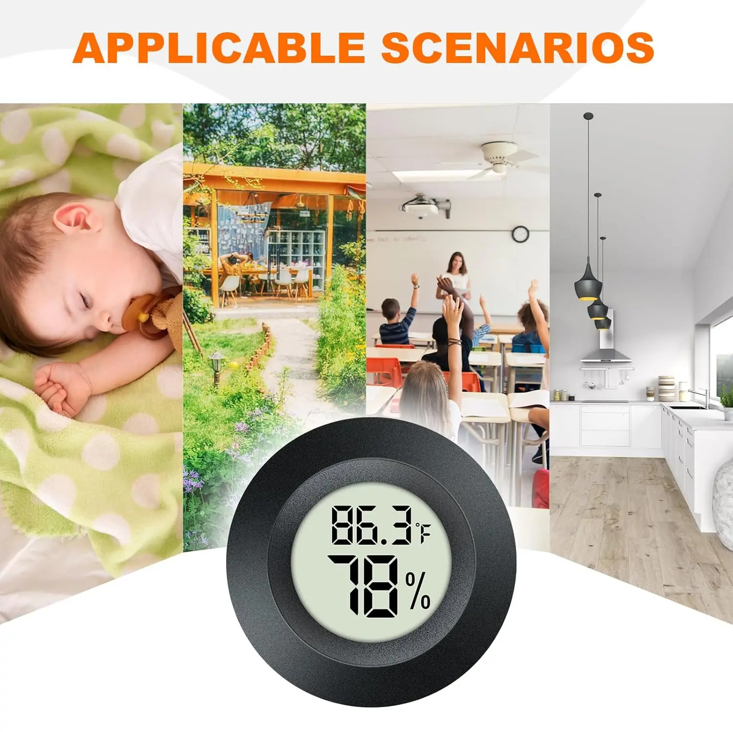 2/4 Pcs Mini Hygrometer Thermometer Fahrenheit or Celsius Meter Digital LCD Monitor Indoor Room Round Humidity Temperature Gauge