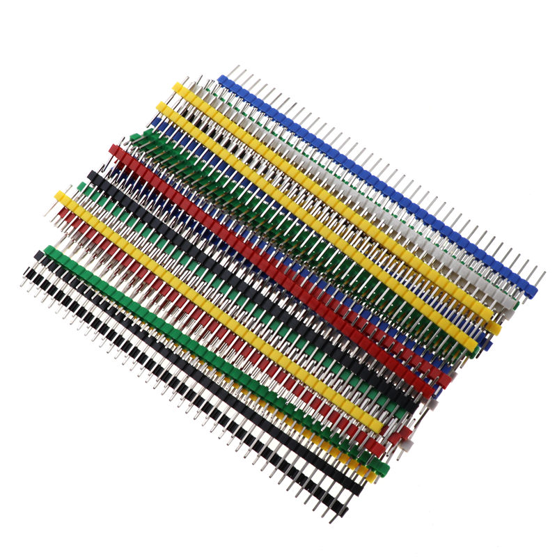 30 SZTUK 40-pinowych łamliwych pinów 2,54 mm Jednorzędowe męskie złącze pinowe Zestaw pasków pinów PCB dla Arduino Czarny Biały Niebieski Żółty