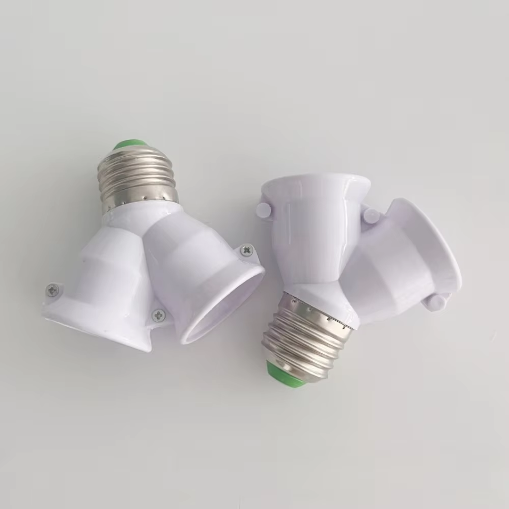 2in1 greenE27LED Base Light Lamp Bulb Socket E27 to 2-E27 Splitter Adapter HOT base