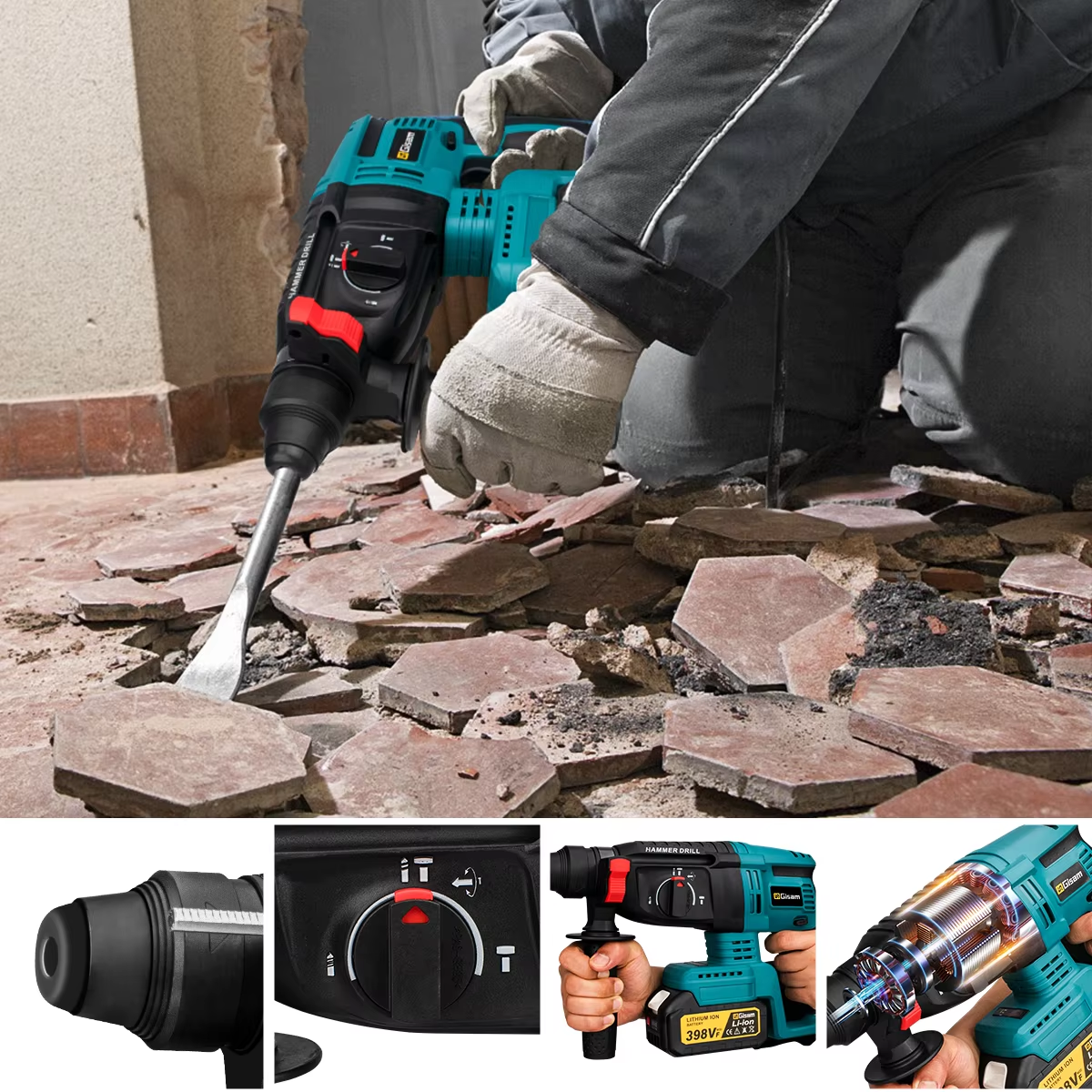 26mm Brushless Electric Hammer Drill Multifunctional Rotary Hammer Cordless Impact Hammer Power Tools For Makita 18V Battery Pin