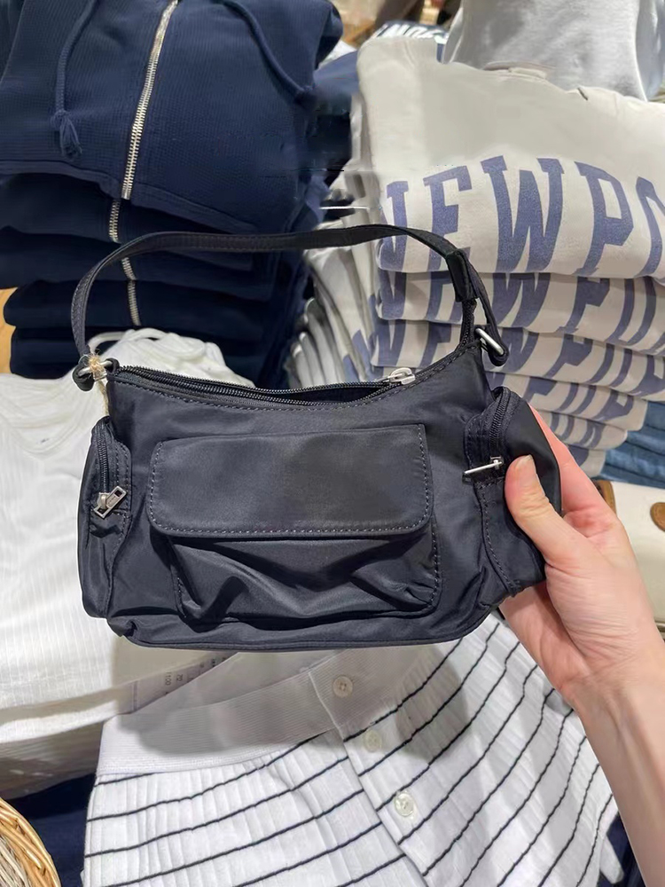 女性のためのヴィンテージブラックショルダーバッグ,女性の腕の下バッグ,ファッショナブルなハンドバッグ,ジッパーポケット,4シーズン,高品質,新しい