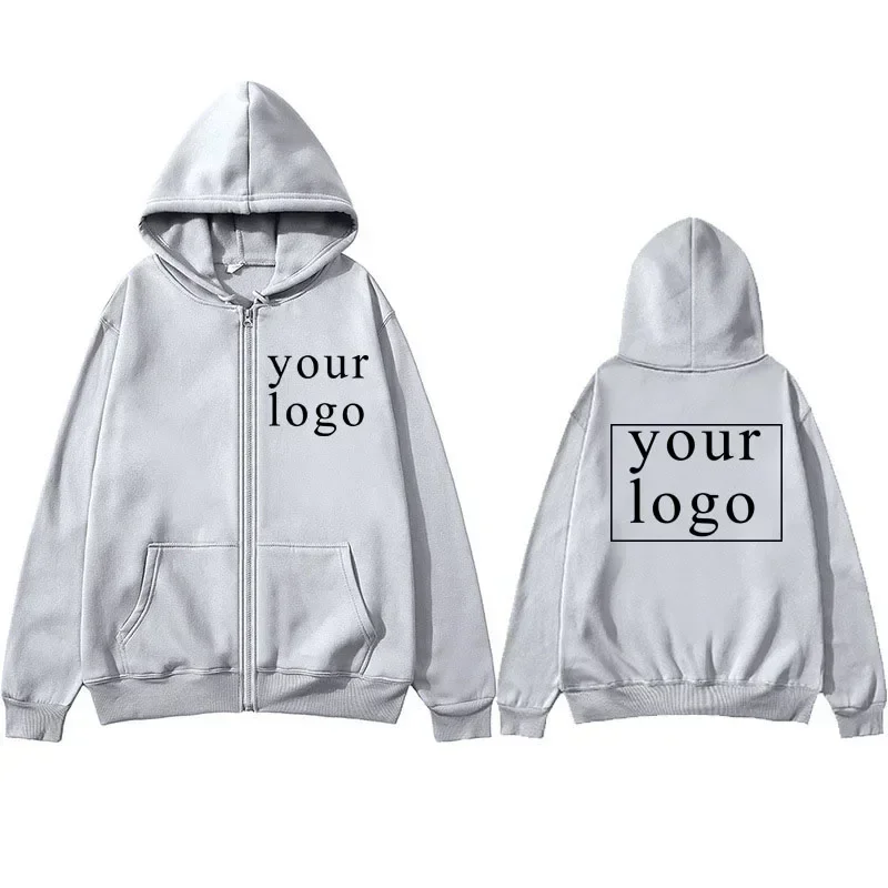 Masculino feminino diy zíper cardigan com capuz 2025 nova moda seu próprio design logotipo da marca/imagem personalizada em qualquer lugar