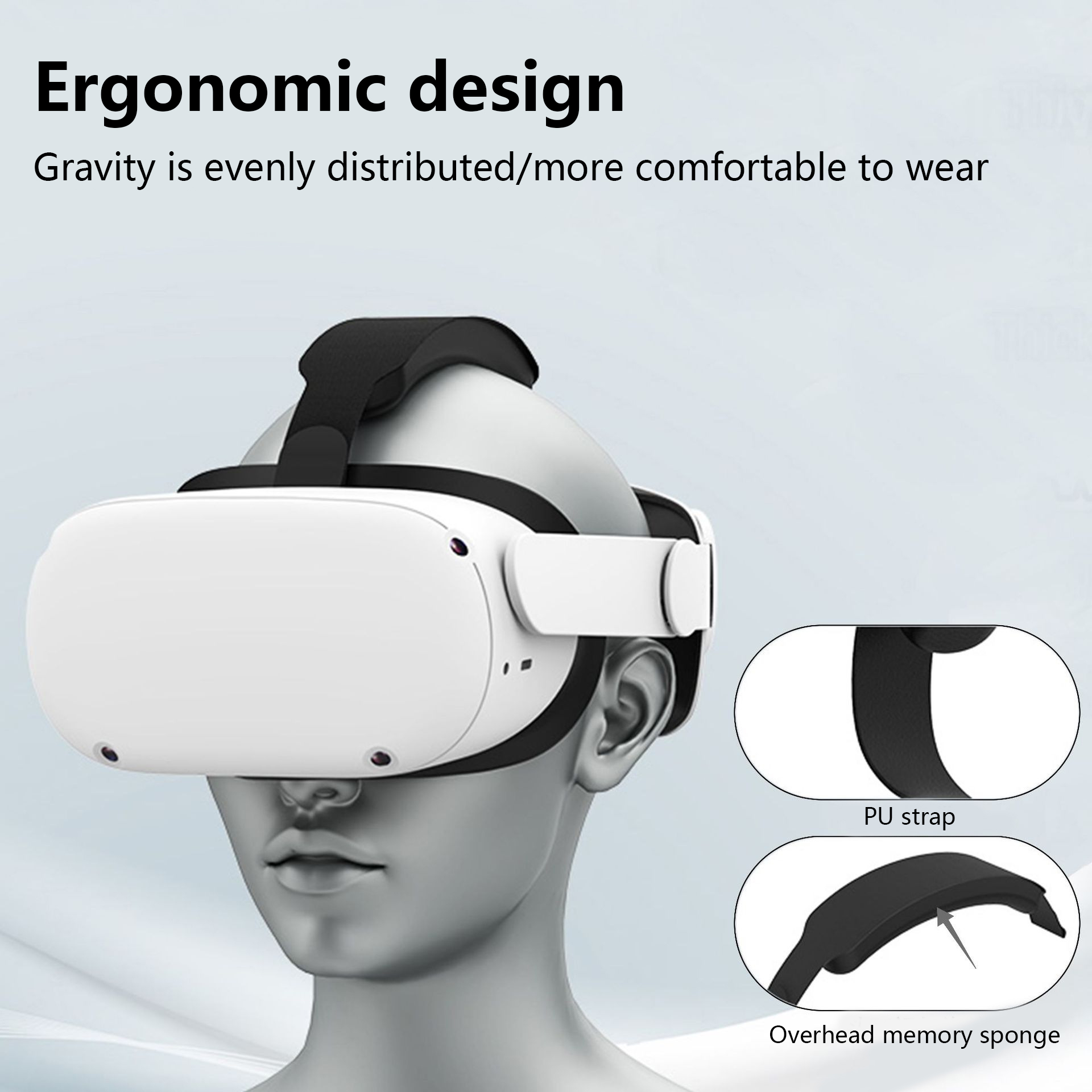 HUNDAI Design für Meta Quest 2/Oculus Quest 2 Elite-Gurt, verstellbarer Kopfgurt