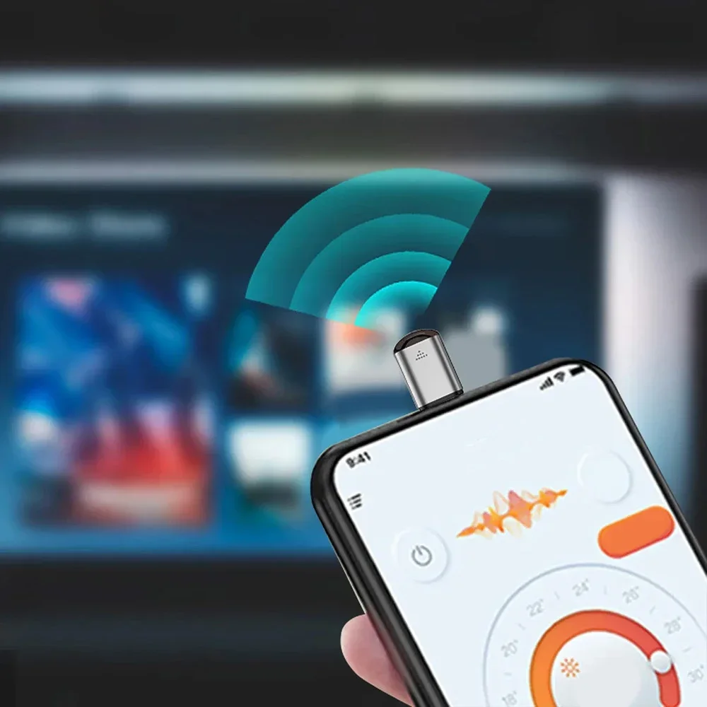 Adaptador de transmisor infrarrojo para teléfono inteligente tipo C, control de aplicaciones inteligente para TV y otros dispositivos con funcionalidad remota infrarroja