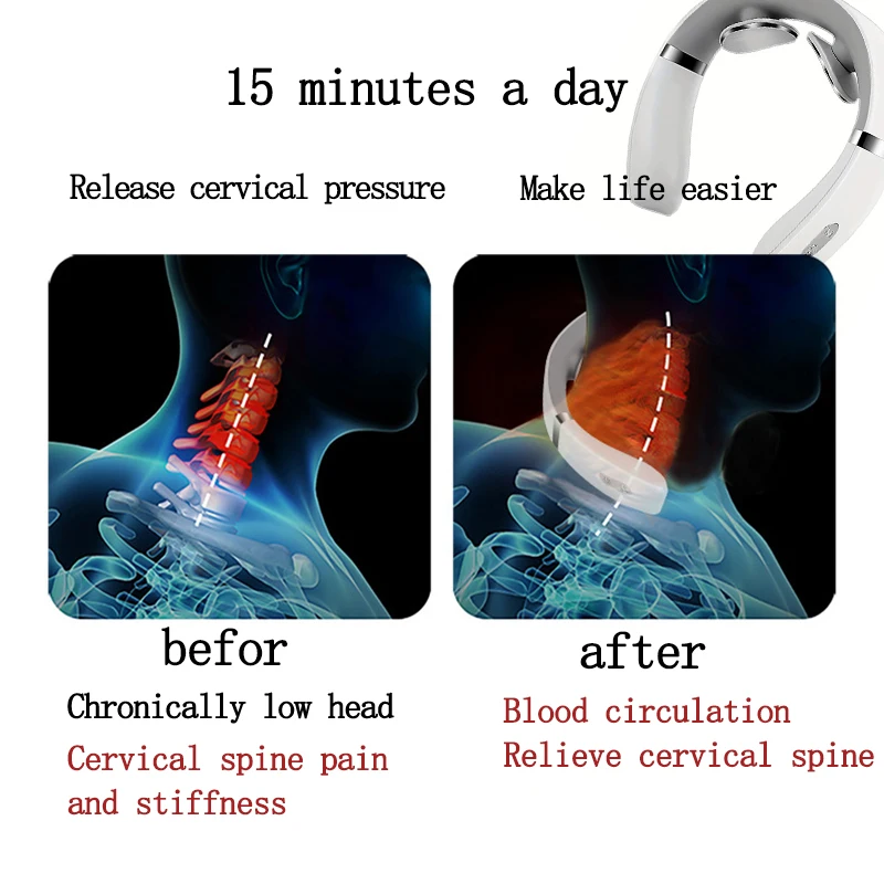 Massageador de pescoço transfronteiriço, protetor de ombro e pescoço, mini massageador portátil de coluna cervical