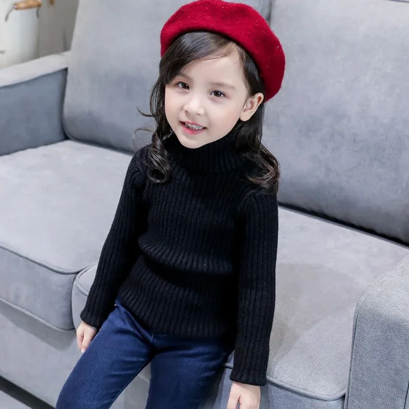 เสื้อสเวตเตอร์คอเต่าในฤดูหนาวเด็กผู้หญิงสำหรับเด็กทารกเสื้อถักแบบสวมหัวสำหรับเด็กผู้ชายเด็กในฤดูใบไม้ร่วง2024