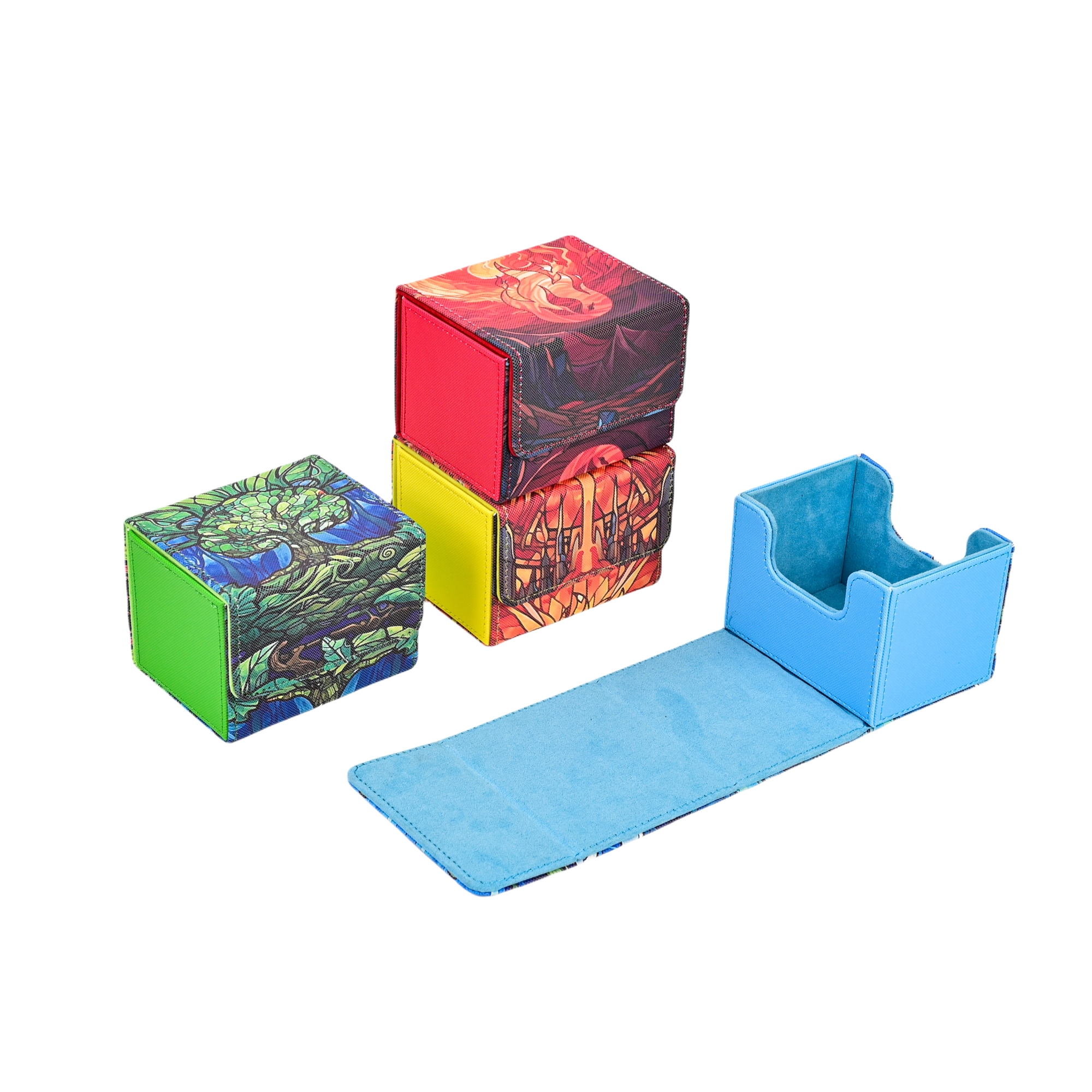 トレーディングカード収納ボックス,mtgカード用デッキボックス,120プラススリーブのコマンダーデッキ,puレザーカードボックス,tcgマジックカードに適しています