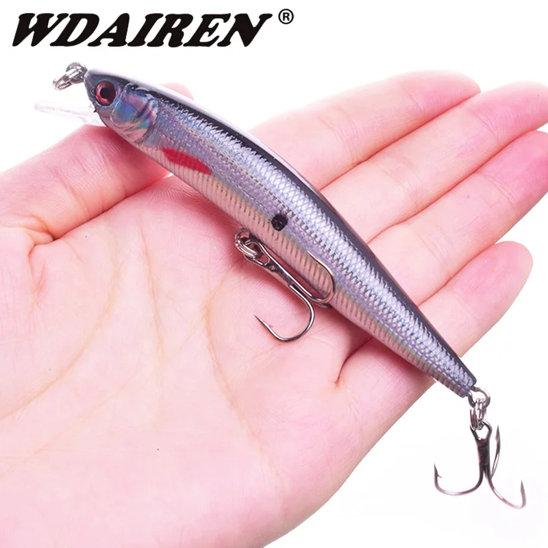 Señuelo de pesca Minnow, 10cm, 8,5g, Wobblers flotantes, aparejos, cebo duro láser, ojos 3D, Crankbait Artificial para Lucio Swimbait, 1 ud.