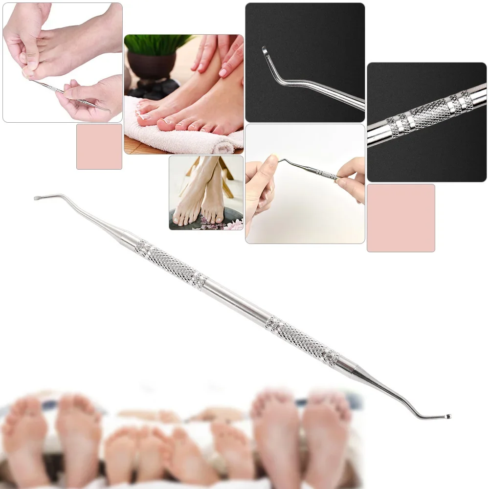 Levantador de corrección de uñas de los pies de acero inoxidable Corrector de uñas encarnadas Lima de doble cara eliminación limpia limpiador de manicura pedicura