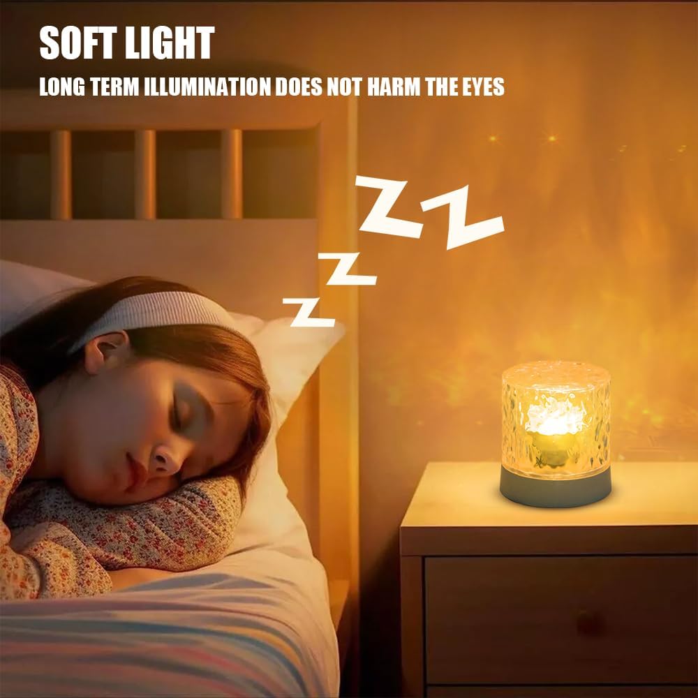 Veilleuse LED ondulée de l'eau, lampe USB, budgétaire d'océan en cristal, escales romantiques