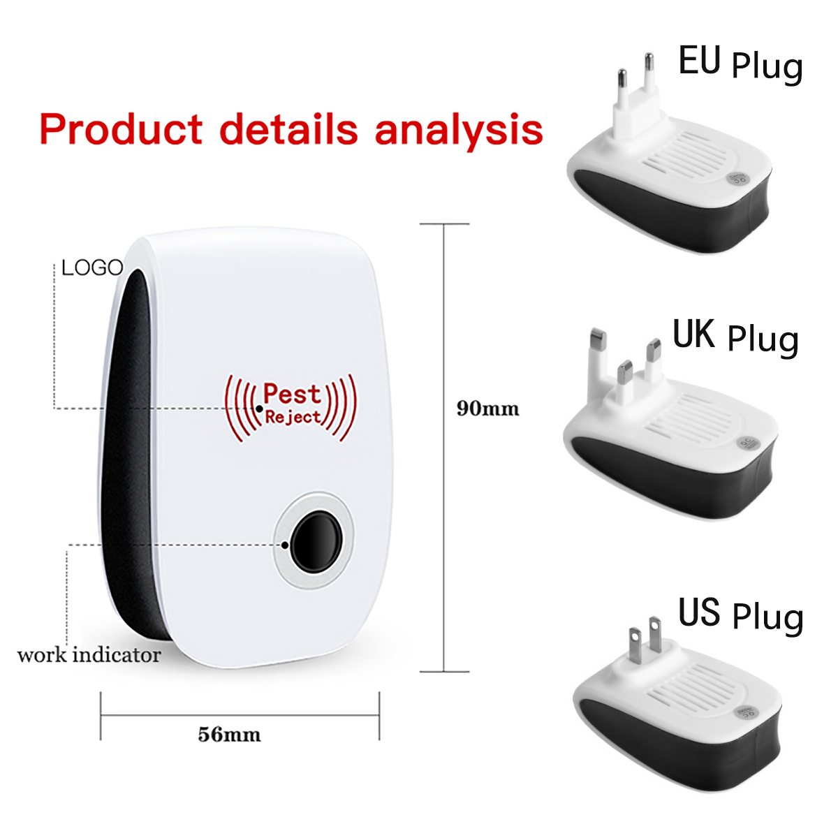 3/4/6 パック超音波電子蚊よけマウスゴキブリクモ蚊よけ家庭用殺虫剤