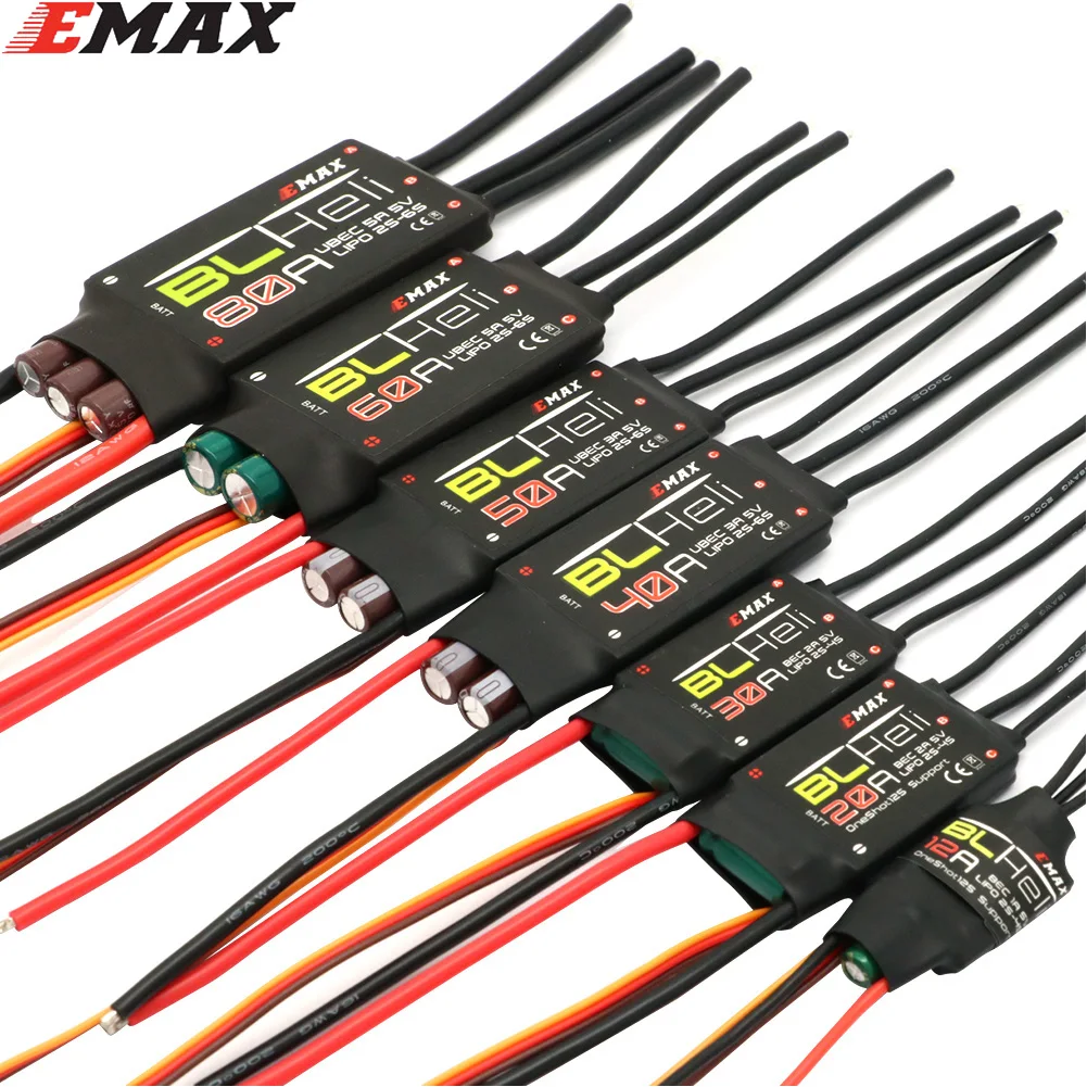 EMAX BLHeli 80A 60A 50A 40A 30A 20A 12A ESC สําหรับ RC Multirotor เครื่องบิน FIXED-Wing FPV Racing Drone QAV250 QAV210 ชิ้นส่วน DIY