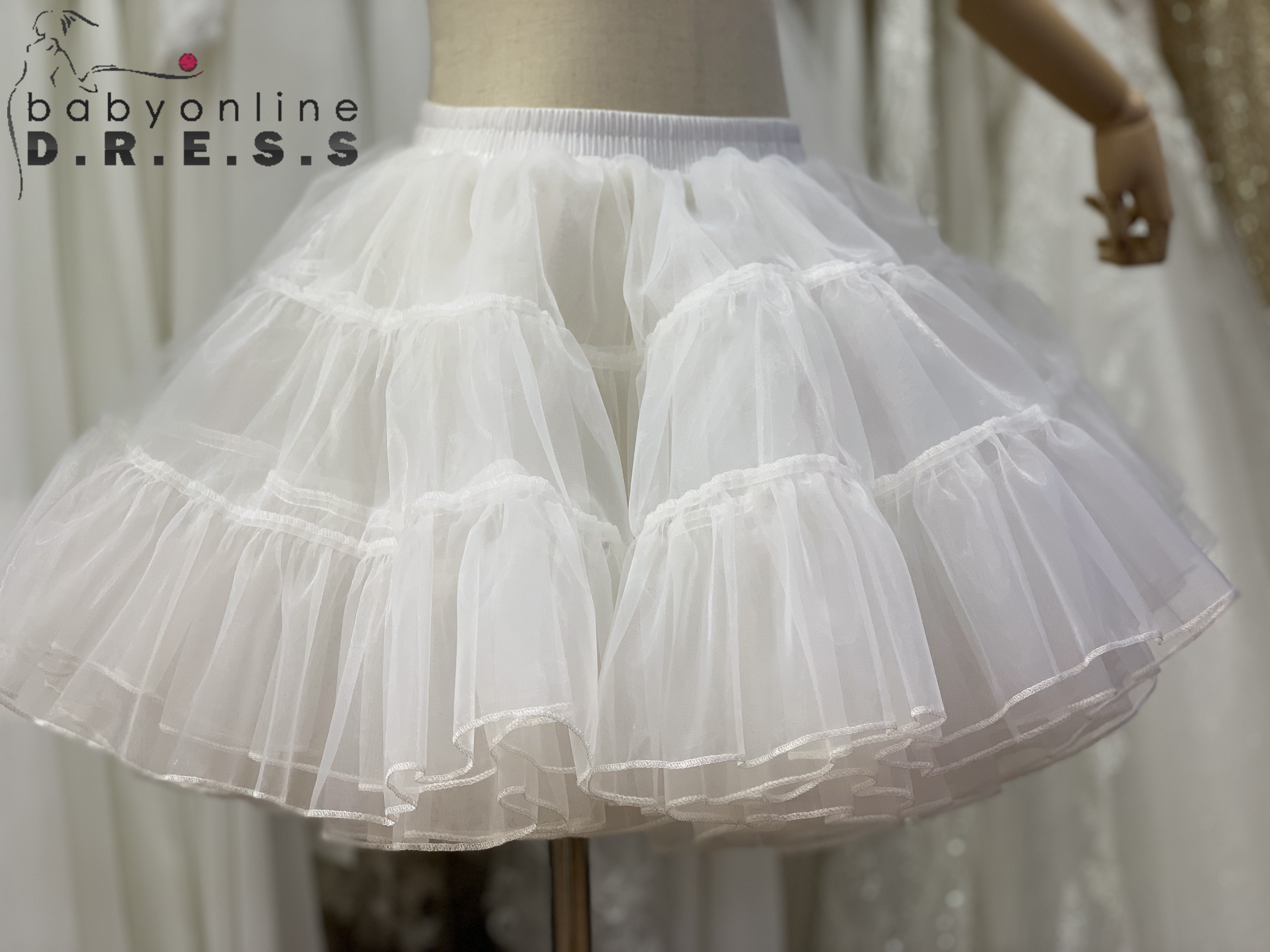 BABYONLINE Mutil Rock Undertutu Rousing Annie Petticoat Weiß/Elfenbein/Schwarz TÜLL TUTU – ERWACHSENE STANDARD/PLUS