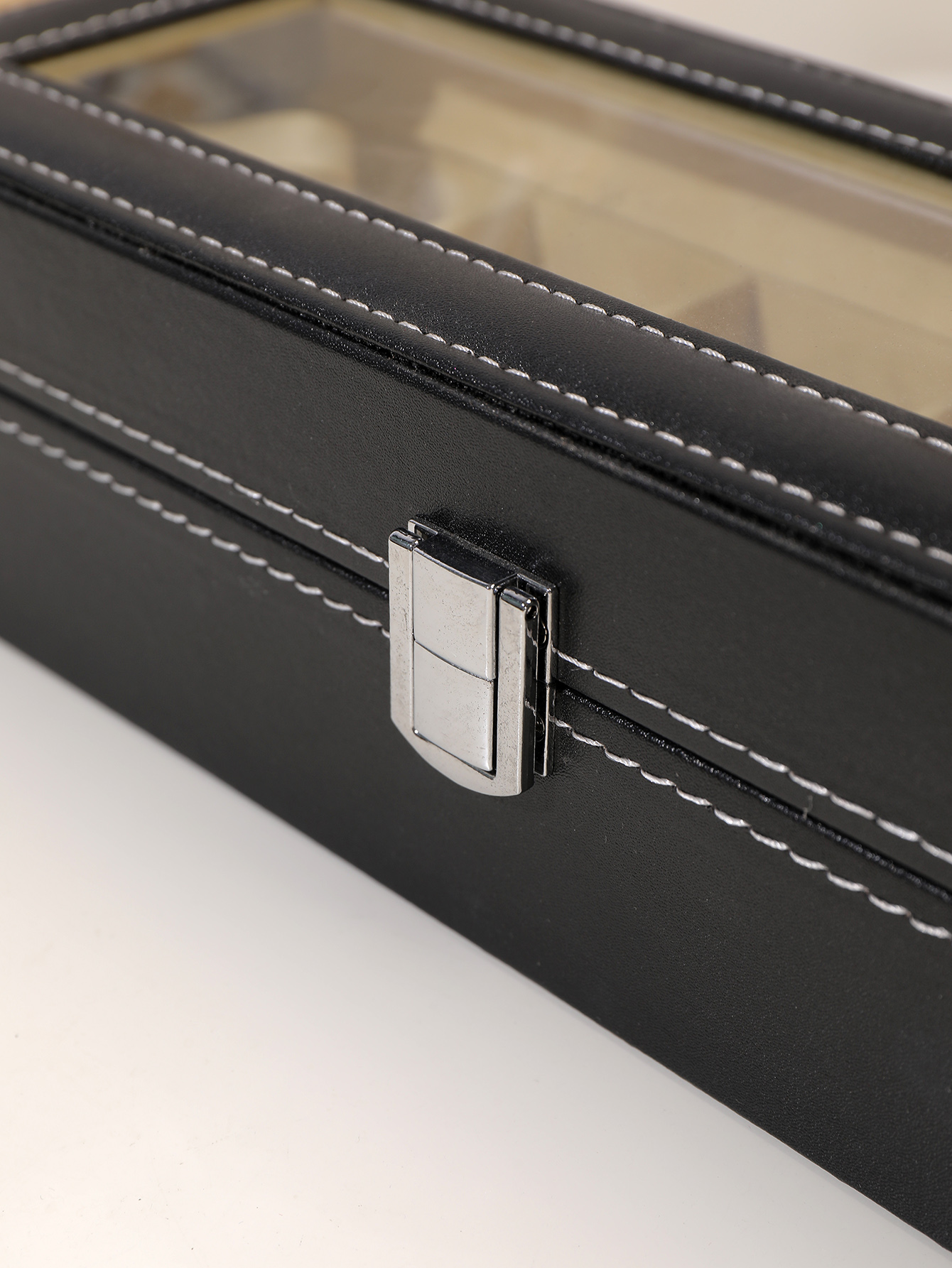 กล่องเก็บของที่ใส่นาฬิกาแบบกล่องนาฬิกาข้อมือ6ช่องกล่องใส่นาฬิกาหนัง PU หรูหรา