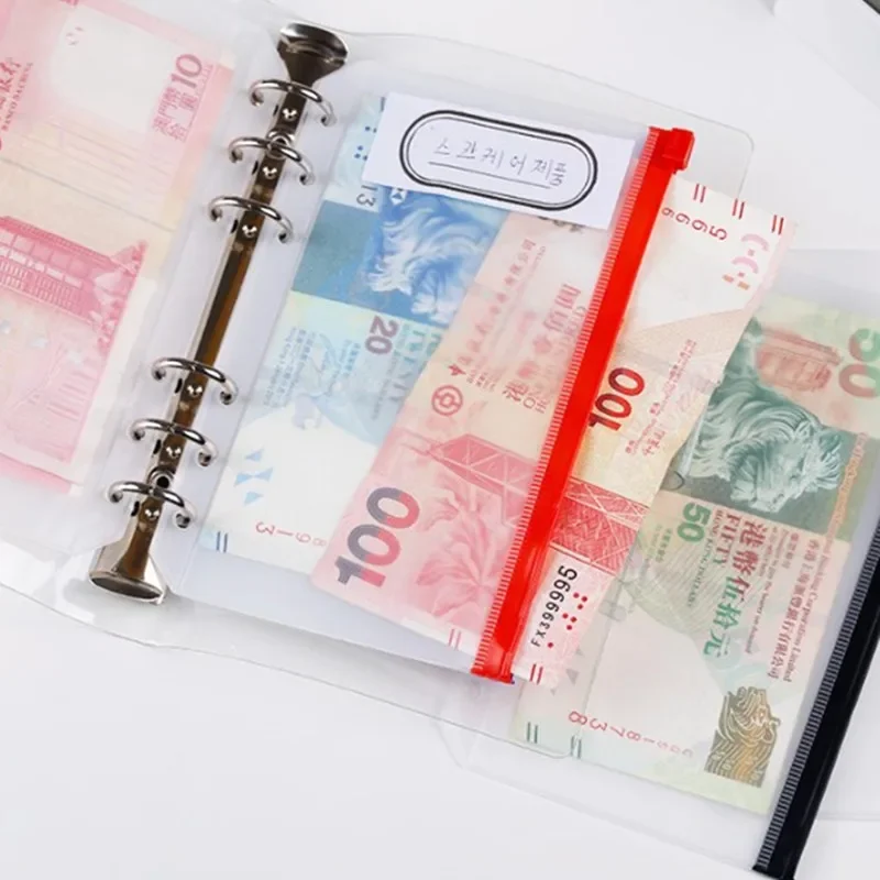 A5 Size Random Prints Loose-leaf File Pocket Zipper Lock Binder File Folder Index Insert Page Bag Organiser File Jackets Bag