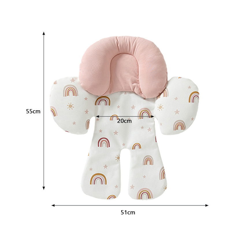 Almofada de assento para carrinho de bebê, almofada de apoio para cabeça e pescoço, macio e respirável, tapete de assento de carro removível, acessório para carrinho de bebê
