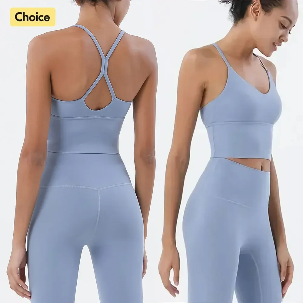 Ropa deportiva para mujer, Sujetador deportivo y mallas para gimnasio, conjunto de 2 piezas para mujer, ropa deportiva femenina con sensación desnuda, chándal para mujer