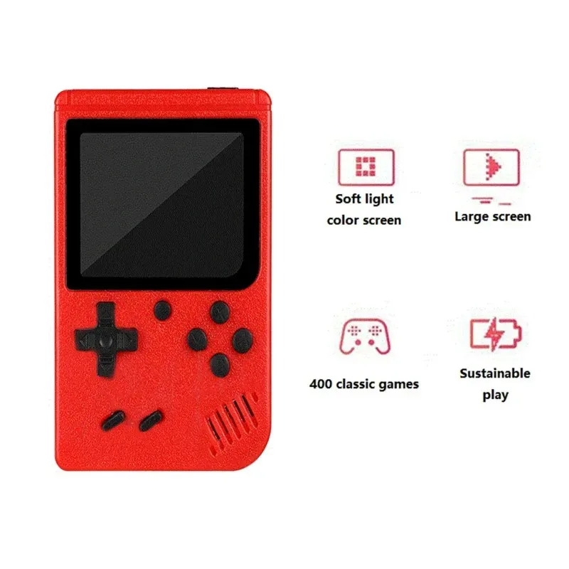 2025 um vermelho retro clássico jogos portátil pequeno console de jogo das crianças com centenas de carregamento de jogo pode ser conectado à tv