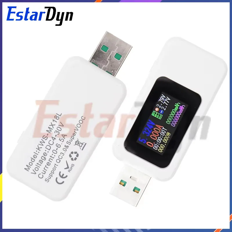 Estardyn เครื่องทดสอบ10 in 1 USB, เครื่องตรวจจับโวลต์มิเตอร์ไฟฟ้ากระแสตรงแบบดิจิตอลโวลต์มิเตอร์มิเตอร์วัดกระแสไฟกระแสแอมป์โวลต์แอมมิเตอร์ตัวแสดงที่ชาร์จแบตสำรอง