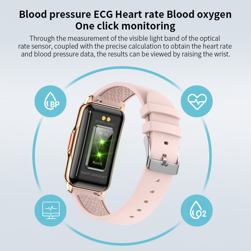 สําหรับ Android IOS สร้อยข้อมือสมาร์ทผู้หญิง Smartwatch Men Heart Rate เลือดออกซิเจนกันน้ํากีฬานาฬิกาสมาร์ทสําหรับสุภาพสตรี + ของขวัญ