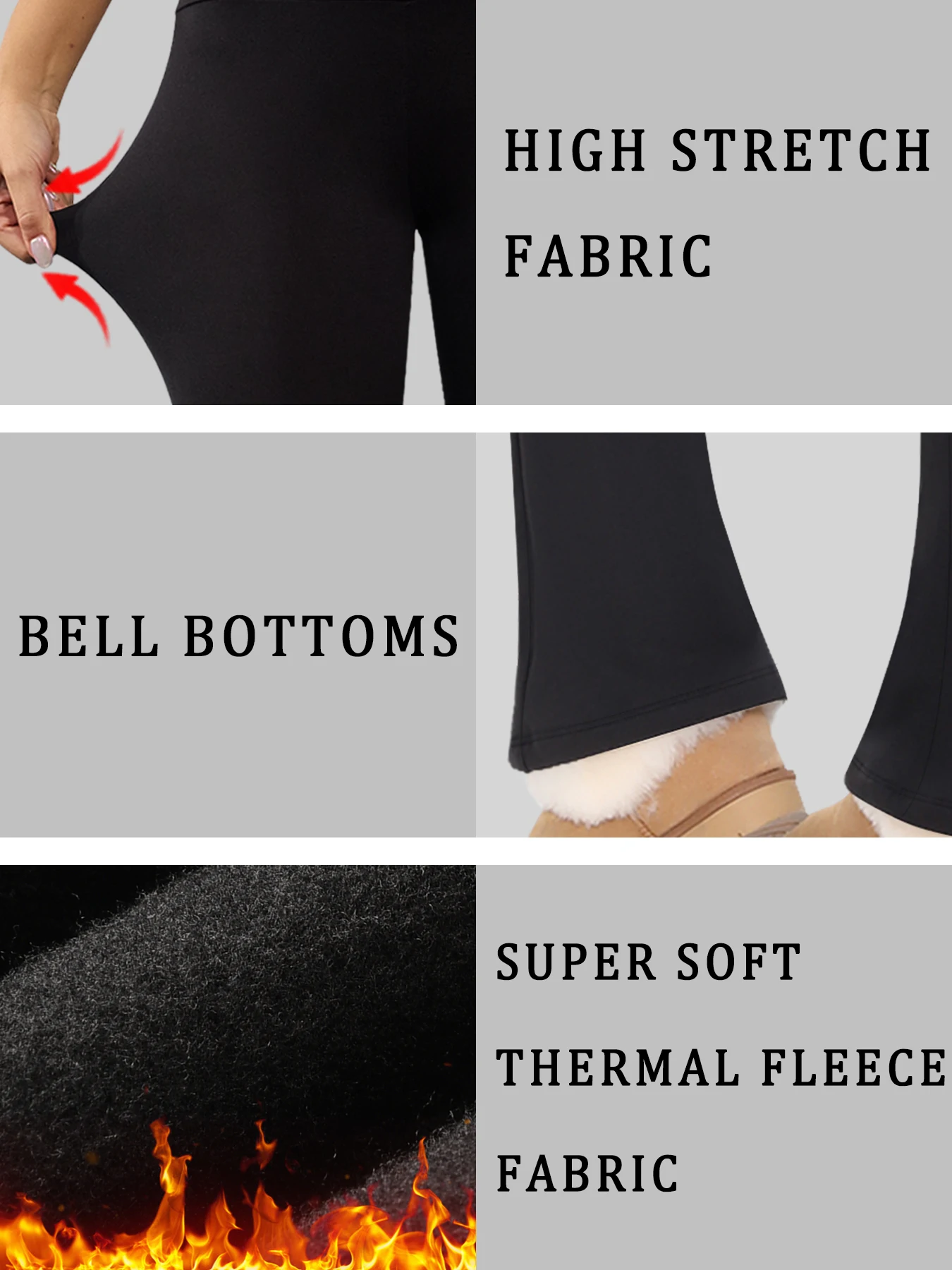 Women's Super Soft High Waisted Fleece Flare Leggings Tummy Control Soft Bootleg Bootcut Pants