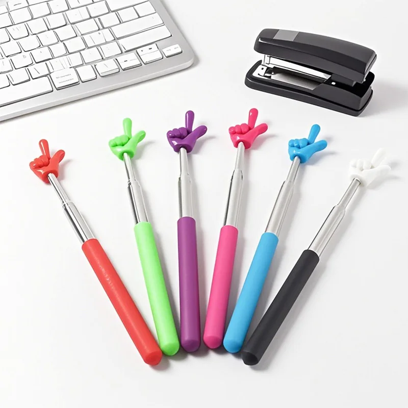 1Pc Puntatore per insegnante retrattile Design con dito Puntatore per insegnamento scolastico telescopico in acciaio inossidabile Stick Forniture per insegnanti Classe