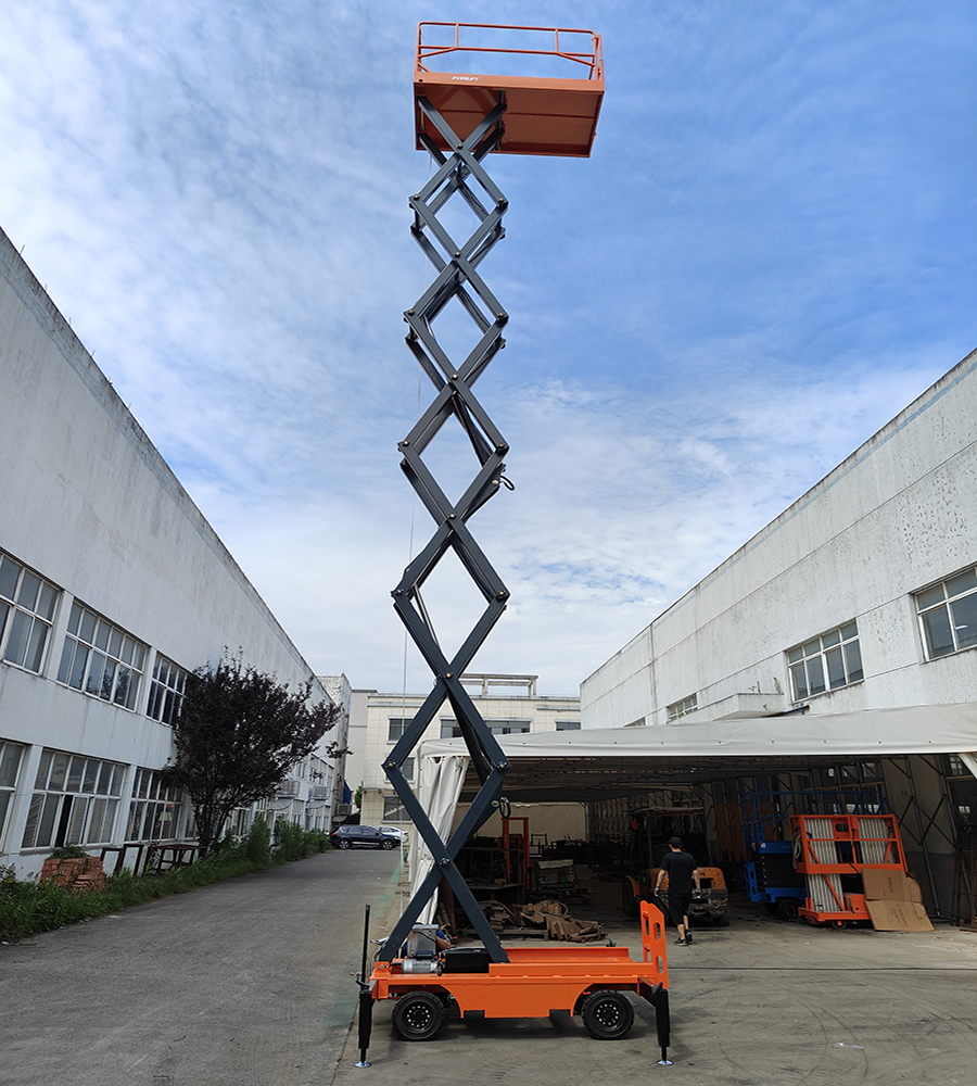 建設用自走式シザーリフター、高架式作業プラットフォーム、バッテリープラットフォーム、6m、8m、10m、12m、500kg