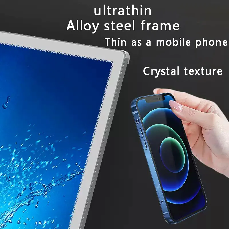 Advertising board A2/A3/A4 poster display ultra-thin LED advertising lightbox menu board tempered glass aluminum alloy frame