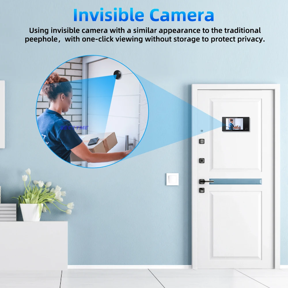 Timbre Digital con mirilla de 3,5 pulgadas, cámara con ángulo de 120 grados, visor de mirilla, timbre Visual con forma de ojo de gato para hogar inteligente y exteriores