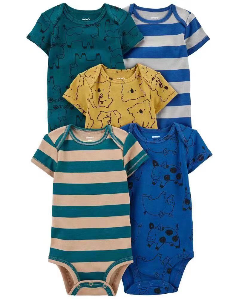 5PCS/Lot 100% Cotton Soft Baby Bodysuits Short Sleeve for Newborn Boy Girl Infant Onesies Bebe Clothes Baby Shower Gifts