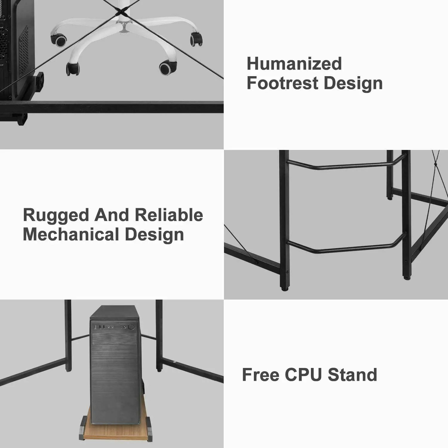 Homfa 66"(176cm) L-vorm bureau Computer Gaming Laptop Bureau Thuiskantoor Hoekwerkstation Tafel Studiebureau 190cm x 120cm x 75cm