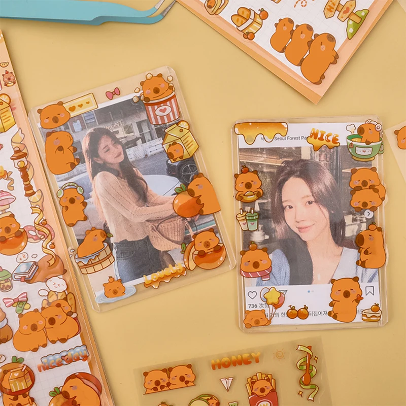 6 個かわいいカピバラステッカー漫画ステッカーハンドアカウントアルバム日記装飾ステッカー美的文具ギフト