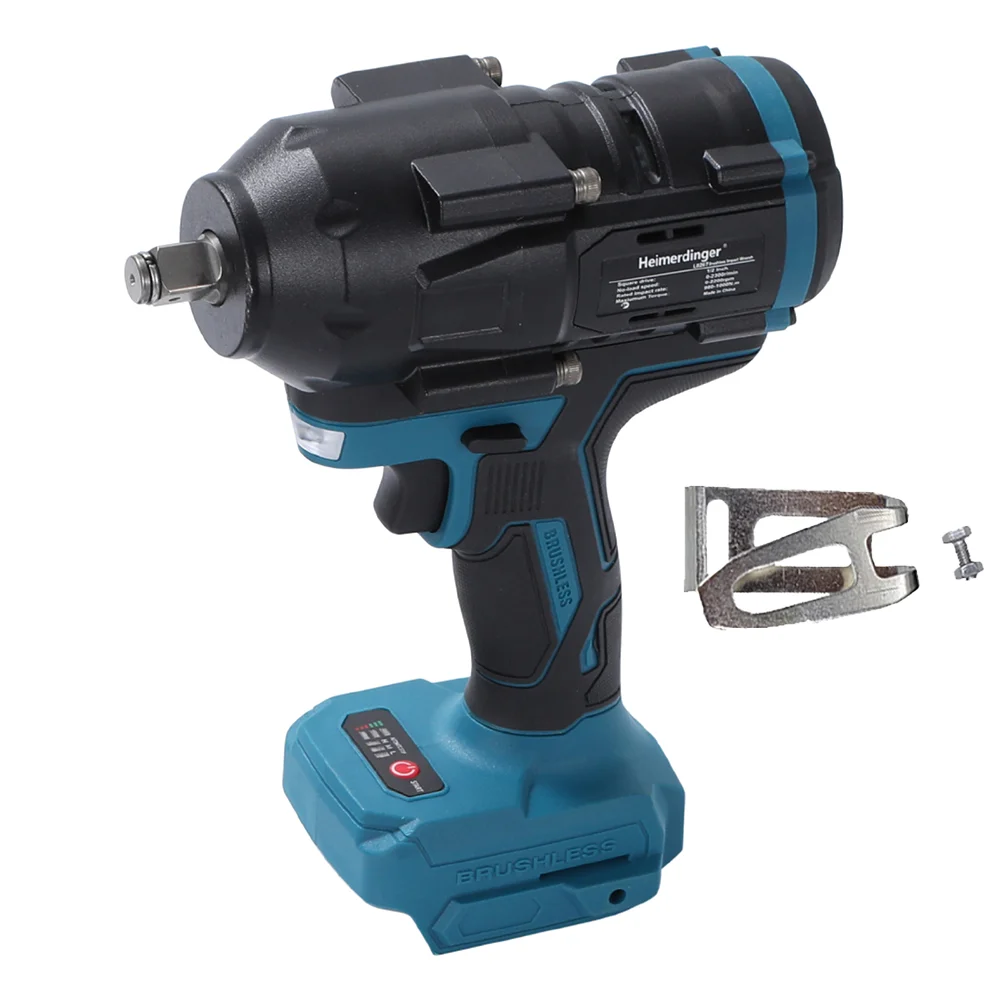 Heimerdinger 18V 1000NM 1/2 brushless cordless impact wrench compatible with makita battery for car, truck repair, No battery