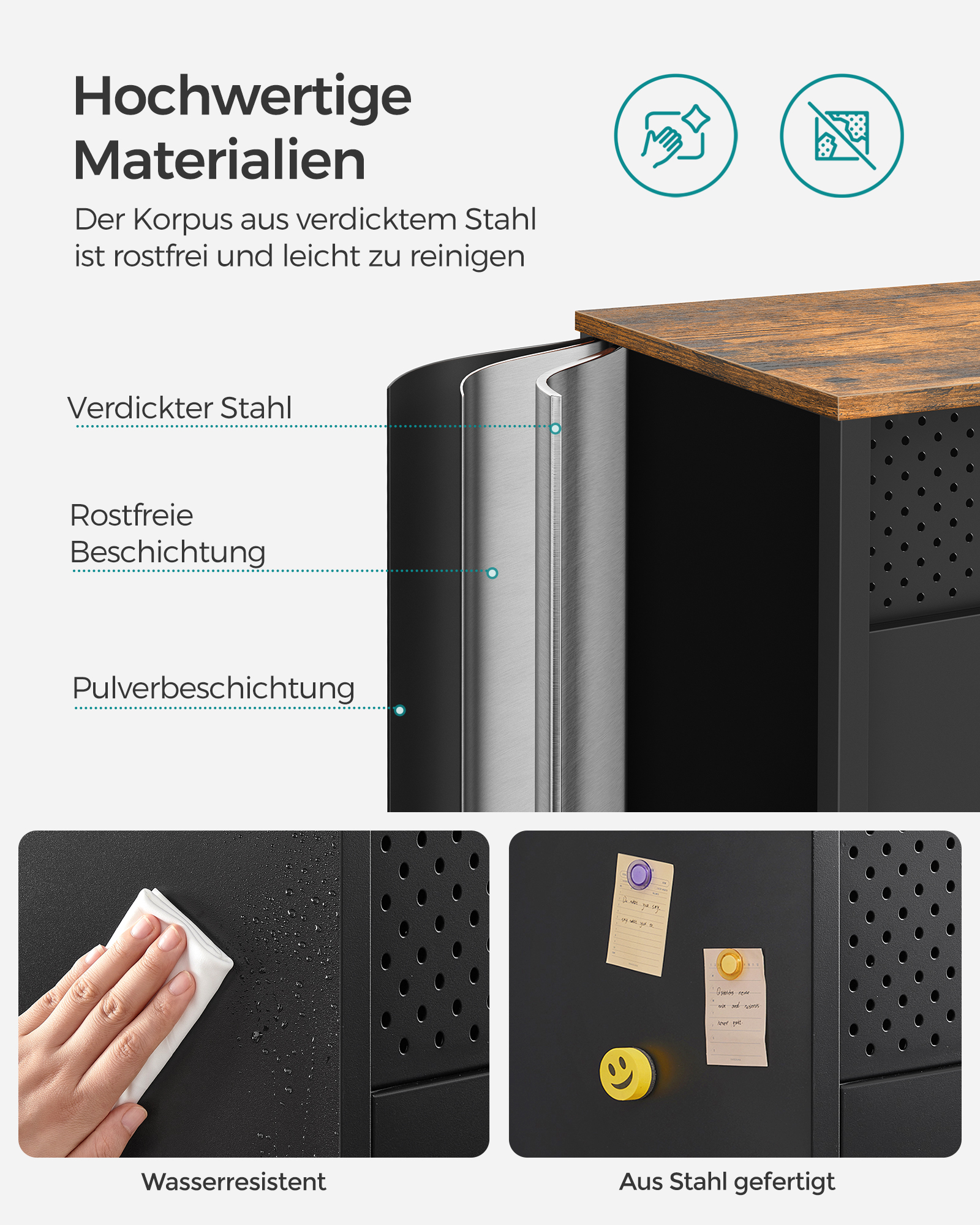 Dressoir, Keukenkast, Dubbele Deurkast, Verstelbare Vloer, Stalen Rek, Industriële Stijl Multi-Functioneel
